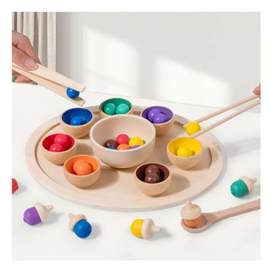 Children's Montessori Educational Toys Wooden Rainbow Color Count Sorting Cup For Kids Baby Toys