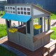 Populared cubby house children outdoor wooden play house with bench