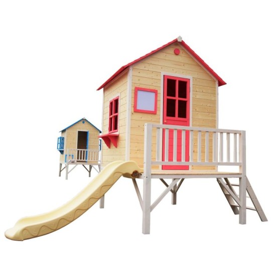 outdoor playground wooden children's room with slide play set New mushroom room children's playhouse