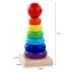 Custom Educational Colorful Rainbow Tower Stacking Ring Toy Kids Wooden Tower Of Hanoi Puzzle Game