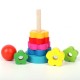 Custom Educational Colorful Rainbow Tower Stacking Ring Toy Kids Wooden Tower Of Hanoi Puzzle Game