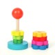 Custom Educational Colorful Rainbow Tower Stacking Ring Toy Kids Wooden Tower Of Hanoi Puzzle Game