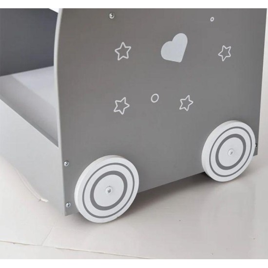 2024 Best popular children furniture kids wooden bookcase with wheel